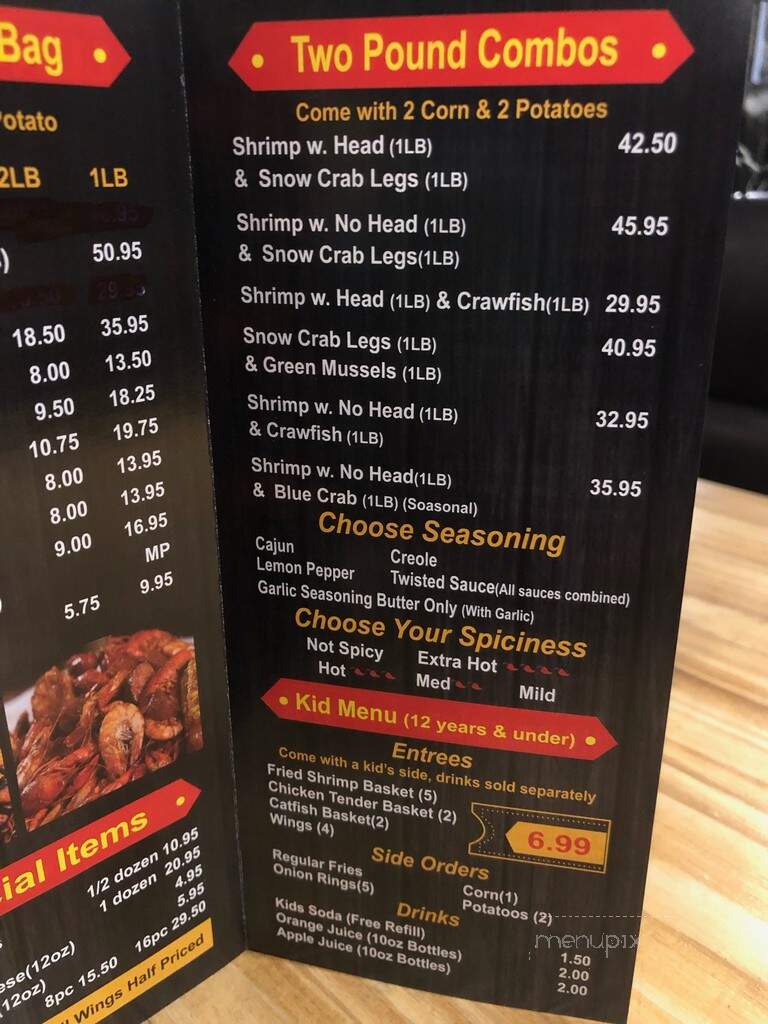 Menu Of The Twisted Crab In Fort Myers Fl