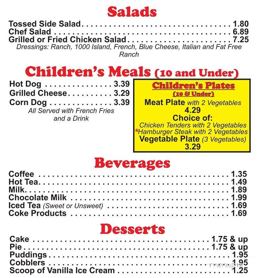 Menu Of Westside Diner In Danville Va