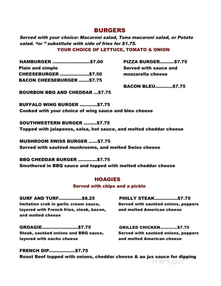 Menu of Mayfield Grill in Mayfield, NY 12117
