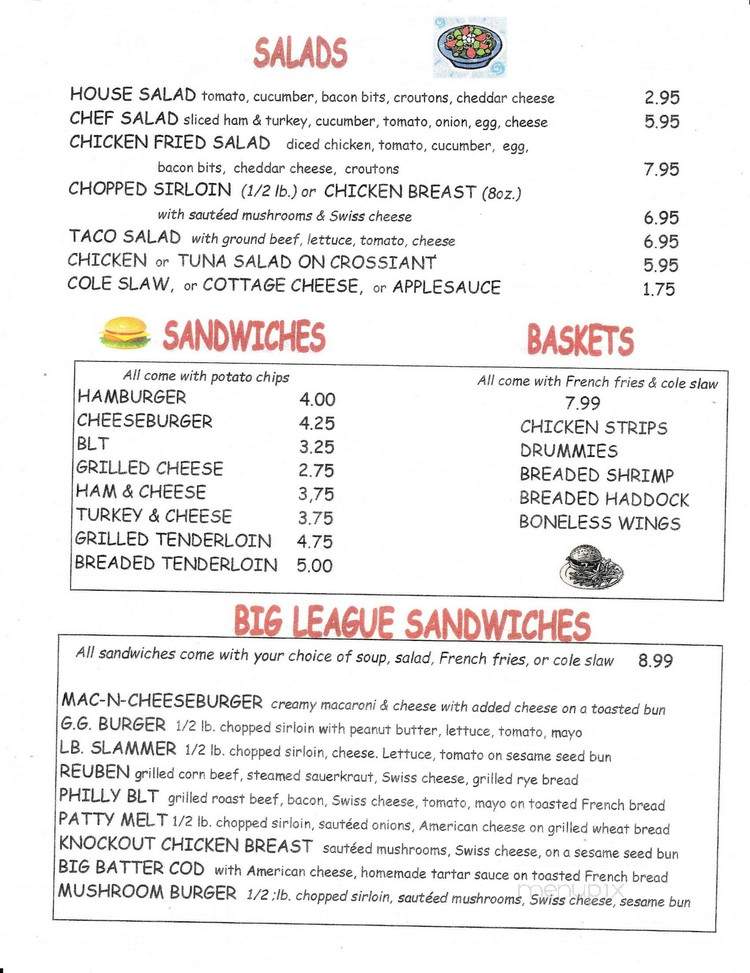 Menu of Shortstop Inn in Wakarusa, IN 46573