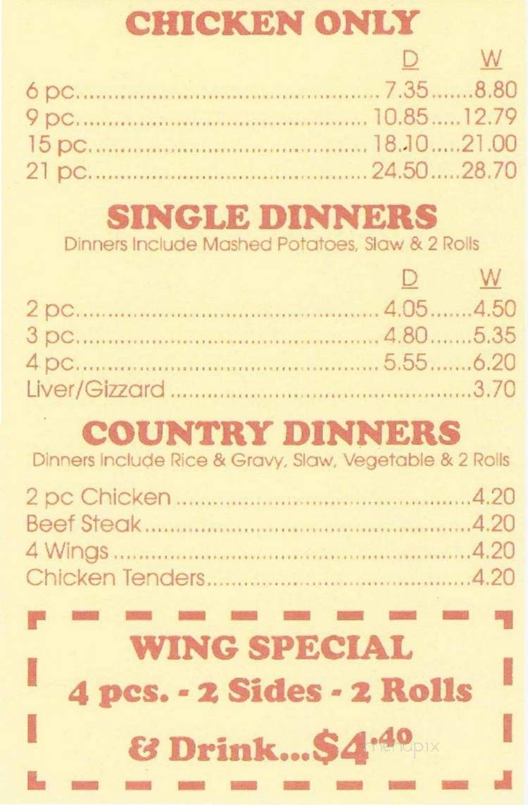 Menu of Maryland Fried Chicken in Florence, SC 29501