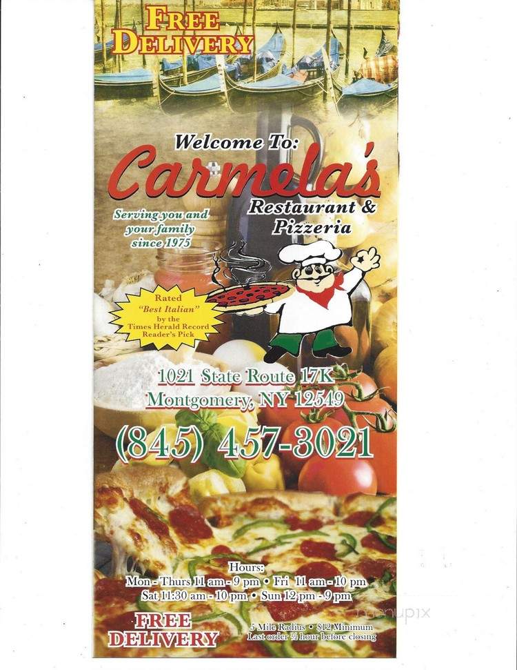 Carmela's Pizza Restaurant - Montgomery, NY