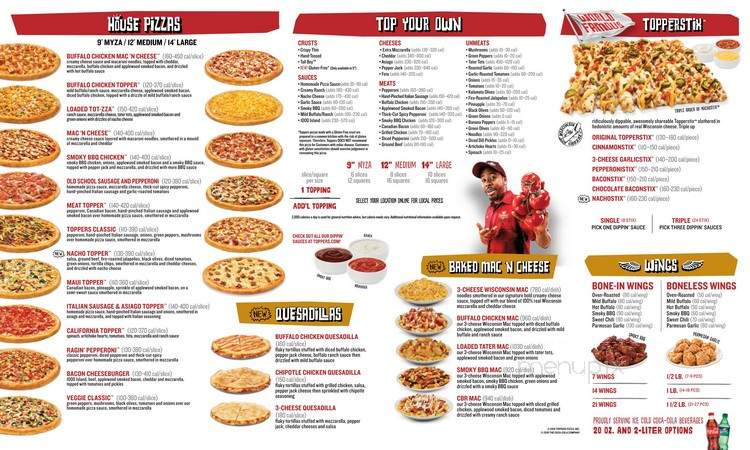 Menu of Toppers Pizza in Milwaukee, WI 53217