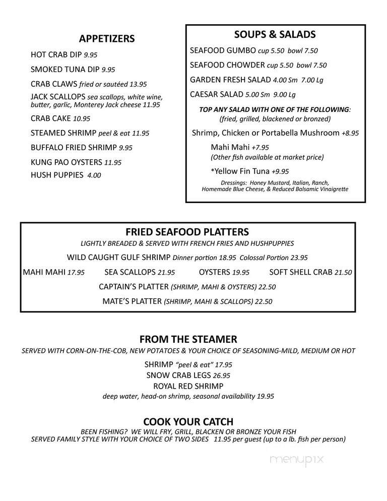 Menu of Dewey Destin's Harborside in Destin, FL 32541