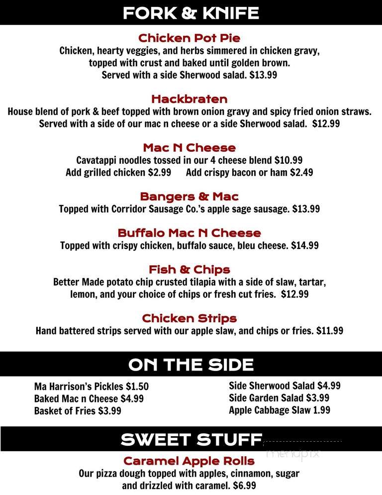 Menu of Sherwood Brewing Company in Shelby Township, MI 48315