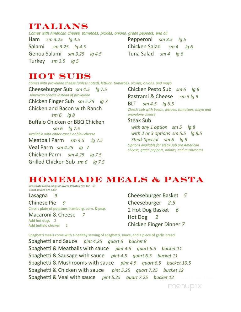 Menu of Sabattus House Of Pizza in Sabattus, ME 04280