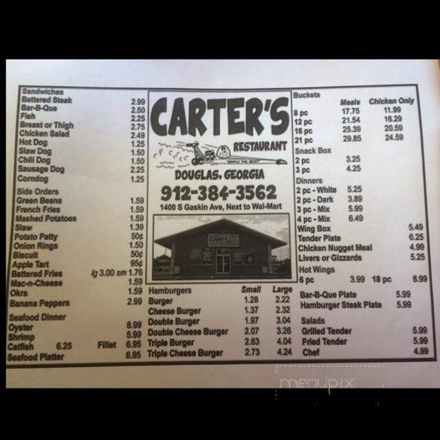 Menu of Carter's Fried Chicken in Douglas, GA 31533