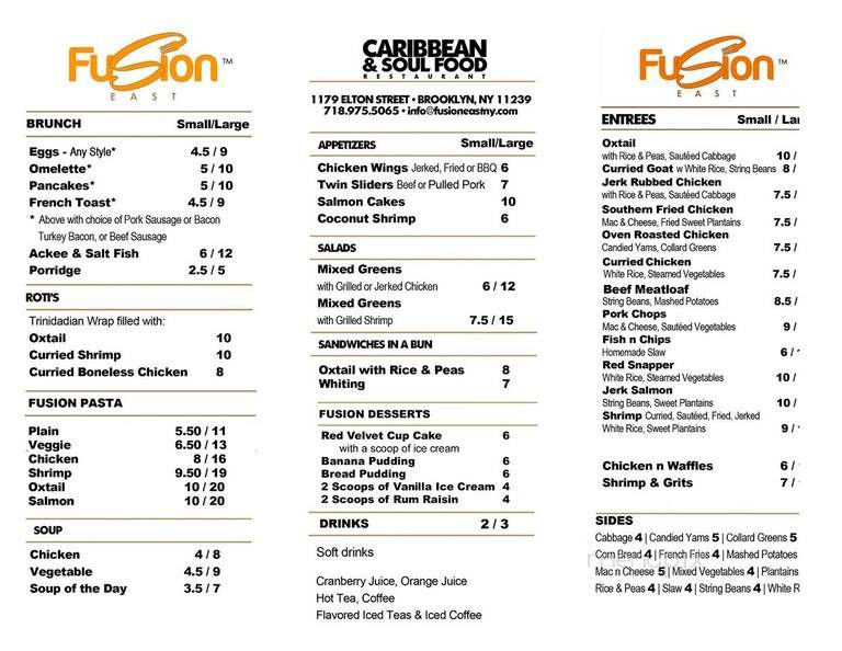 Menu of Fusion Grill in New York, NY 10022