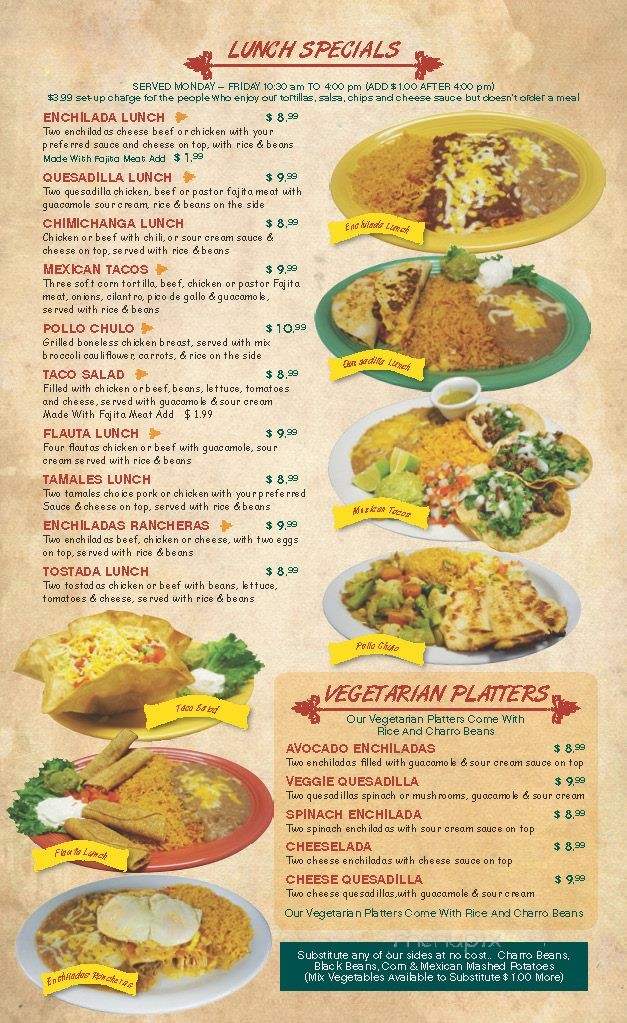 Menu of Los Arcos Mexican Restaurant in Edmond, OK 73034