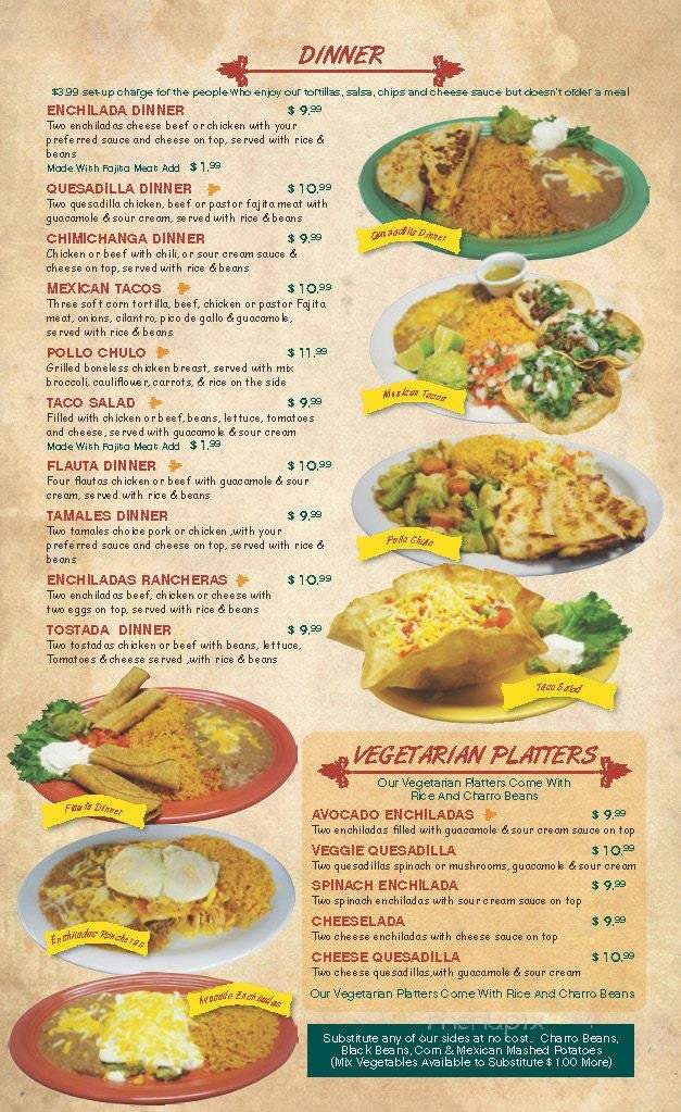 Menu of Los Arcos Mexican Restaurant in Edmond, OK 73034