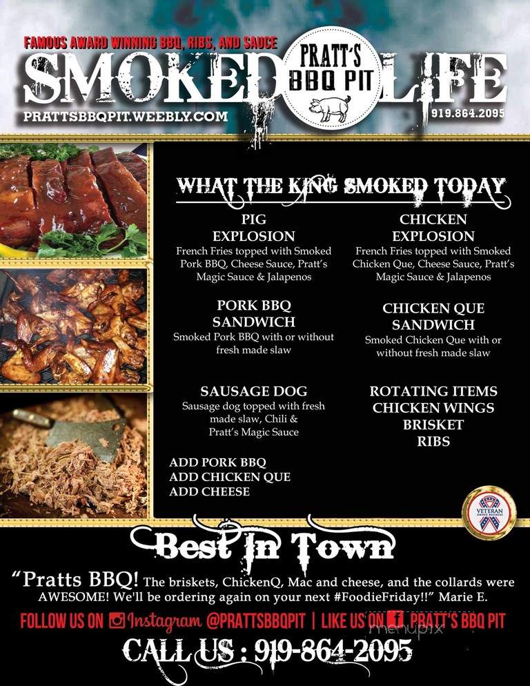 Menu Of Pratt S Bbq Pit In Durham Nc 27707