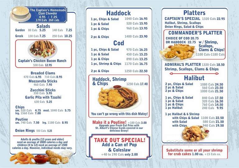 Menu of Captain George in Cornwall, ON K6J 1J2