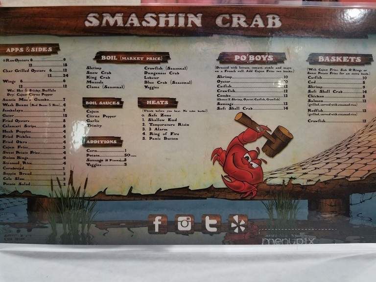 Menu of Smashin Crab in San Antonio, TX 78258