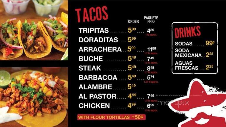 Menu of Tacos Don Cuco in El Paso, TX 79907