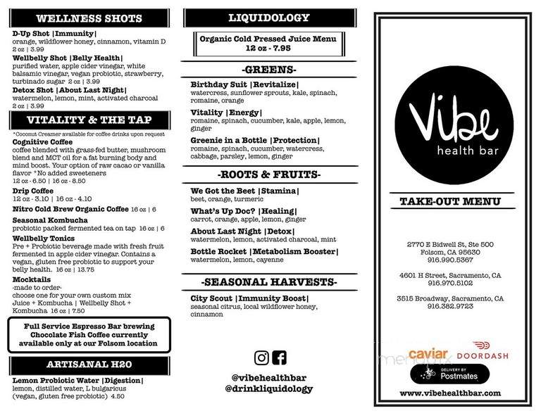 vibes kitchen and bar menu