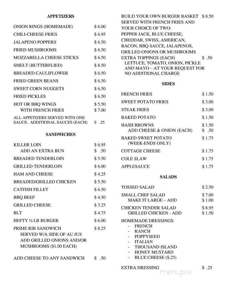 Menu of Americus Restaurant in Lafayette, IN 47905