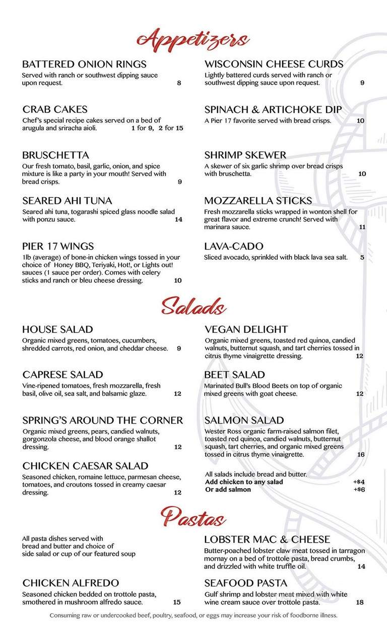 pier 17 yacht club menu