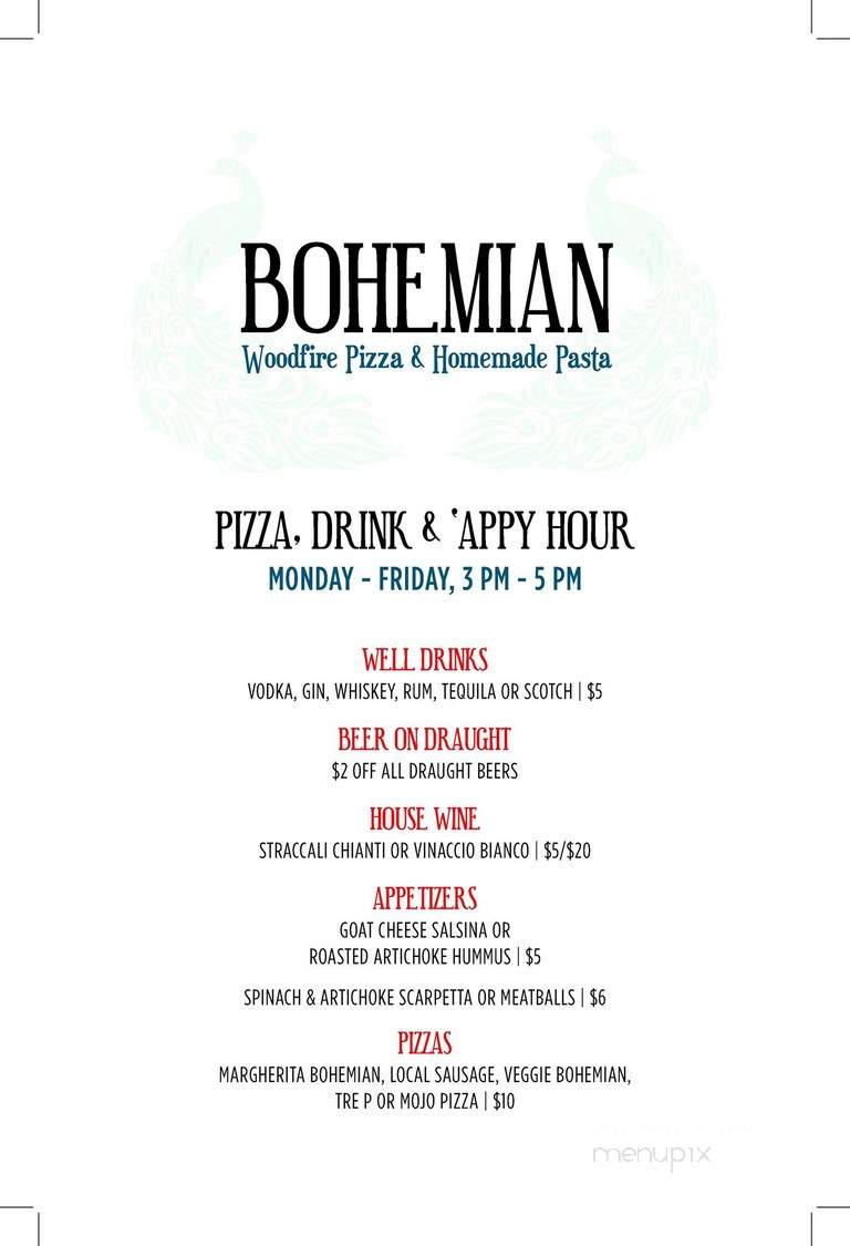 Online Menu of East Village Bohemian Pizzeria, Tulsa, OK