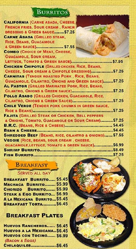 Menu of El Ranchito Taco Shop in Corona, CA 92879