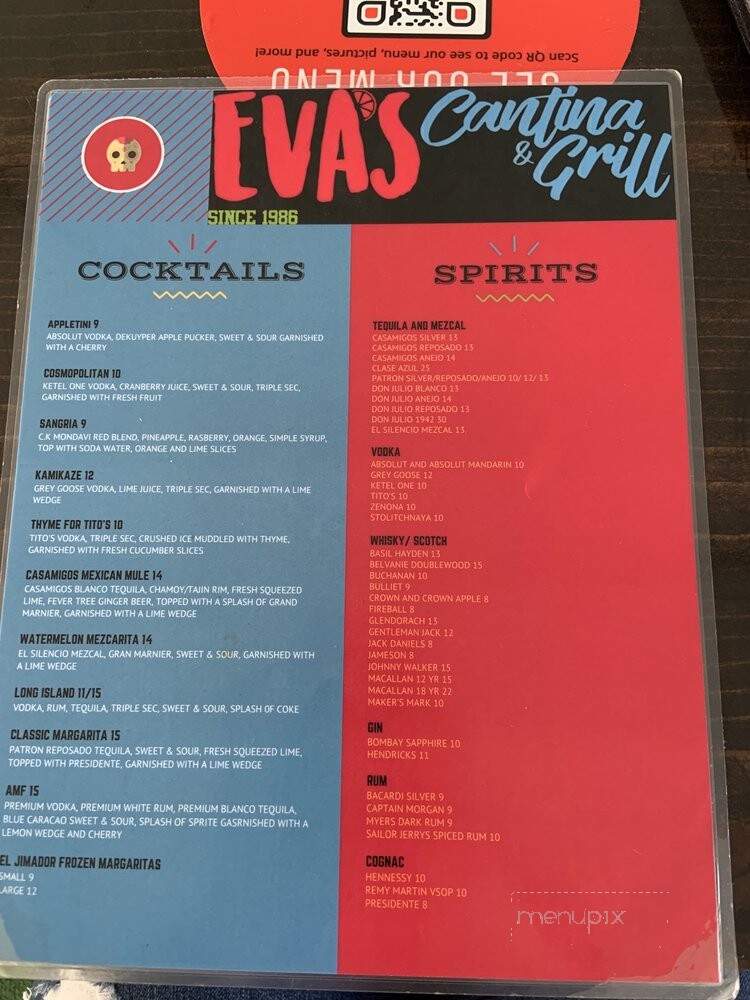 Online Menu of Eva's Cantina & Grill, Salinas, CA