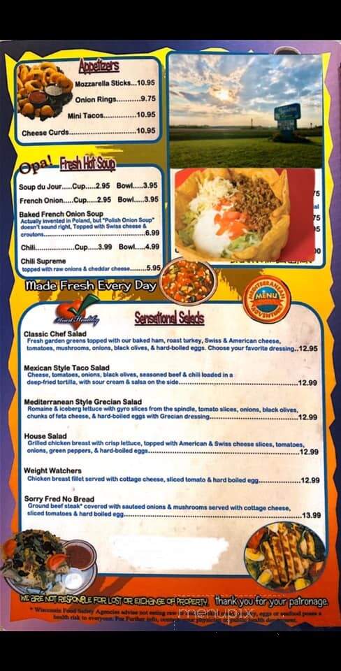 Menu of Paradise Bar & Grill in Plover, WI 54467