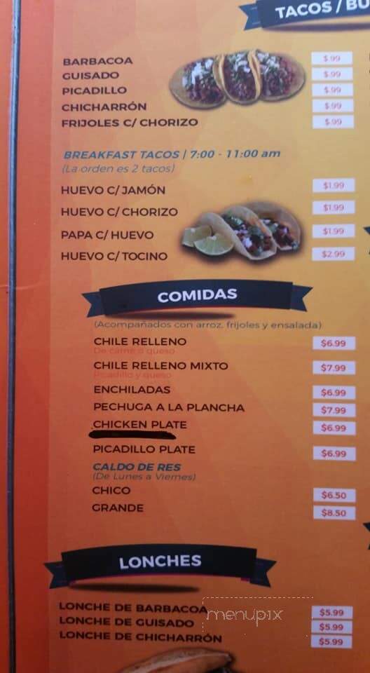 Menu of Lira's Restaurant in Laredo, TX 78040