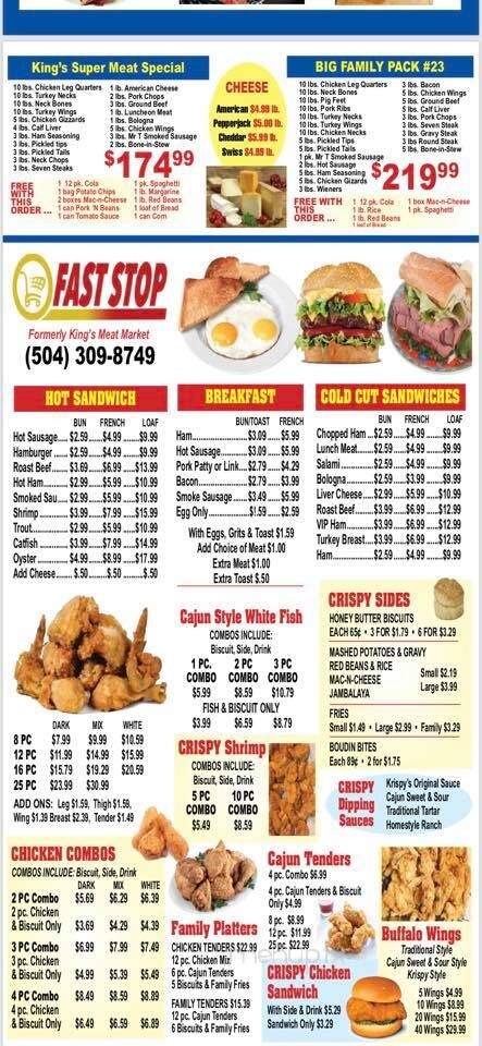 Menu of Jefferson Fast Stop in Jefferson, LA 70121