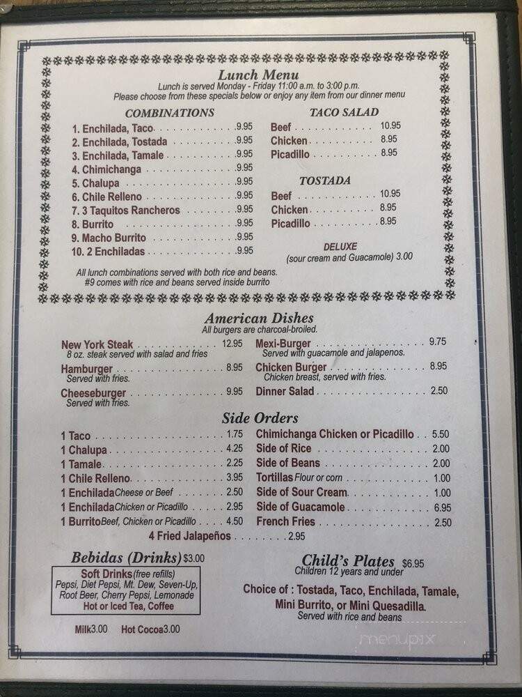 Menu of El Cocinero in Prairie City, OR 97869