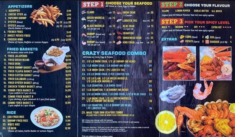 Menu of Crazy Crab in Warren, MI 48089