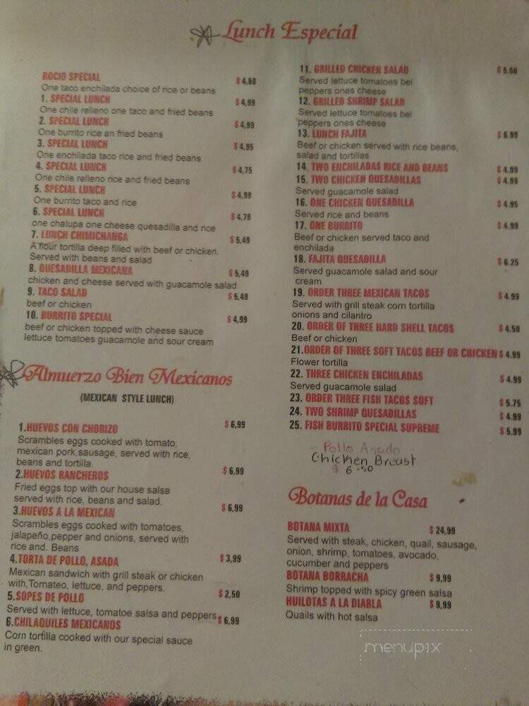 Menu of El Rocio Restaurant in East Point, GA 30344