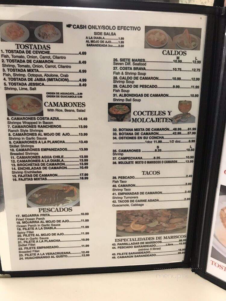 Menu of Martin Mariscos Restaurant in Baldwin Park, CA 91706