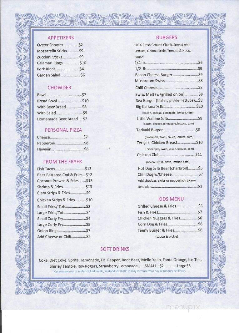 Menu of Big Kahuna Pizza & Subs in Seaside, OR 97138