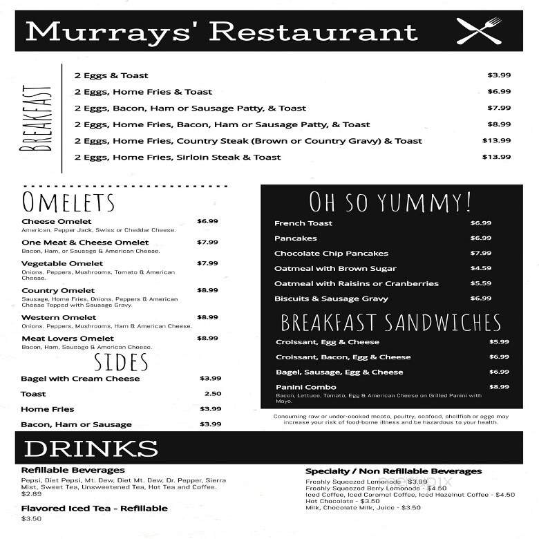 Menu of Murray's Restaurant in Wintersville, OH 43953