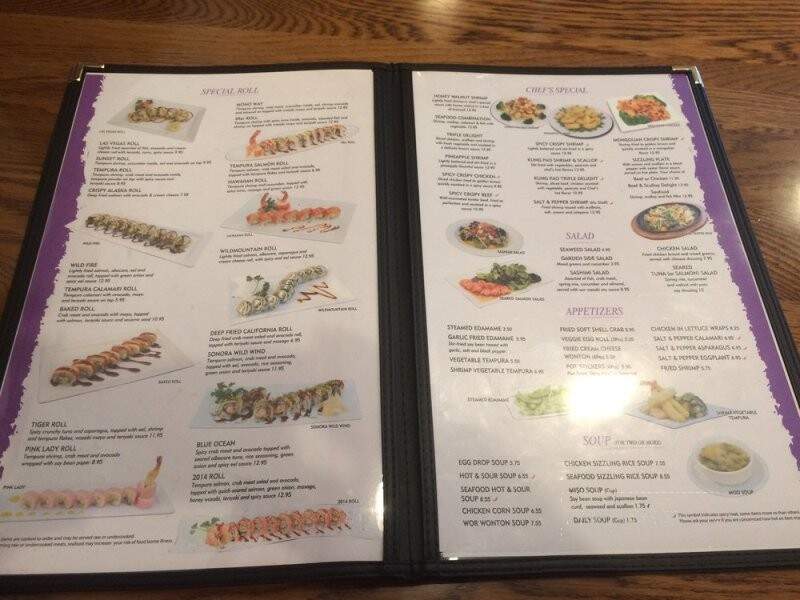 Online Menu of BE Wok and Sushi, Sonora, CA