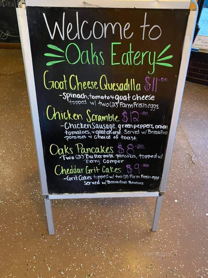 Menu of Oaks Eatery in Three Oaks, MI 49128