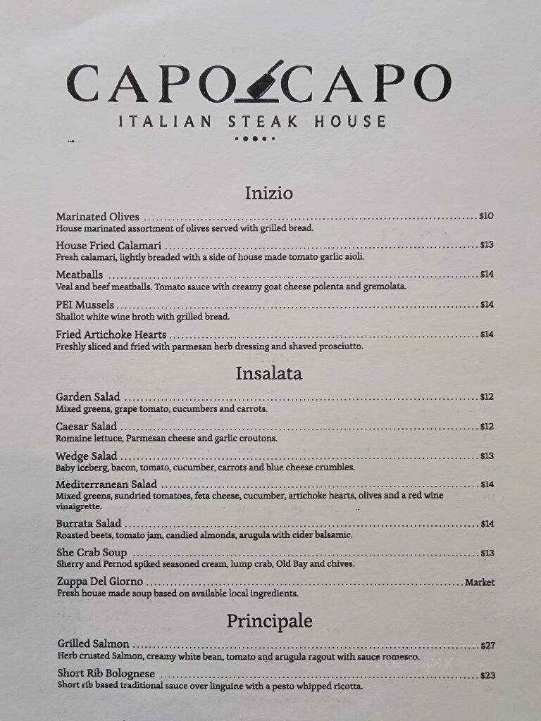 Menu of Capo Capo in Norfolk, VA 23510