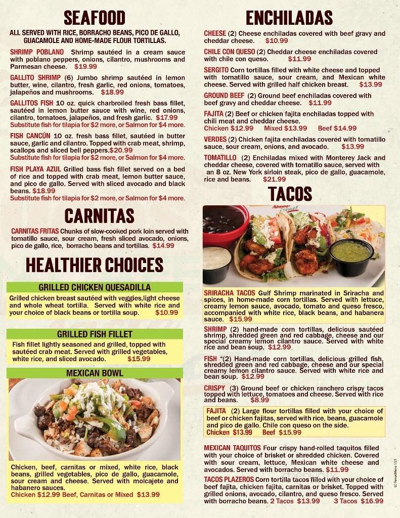 Menu of Los Cucos Mexican Cafe in Bryan, TX 77802