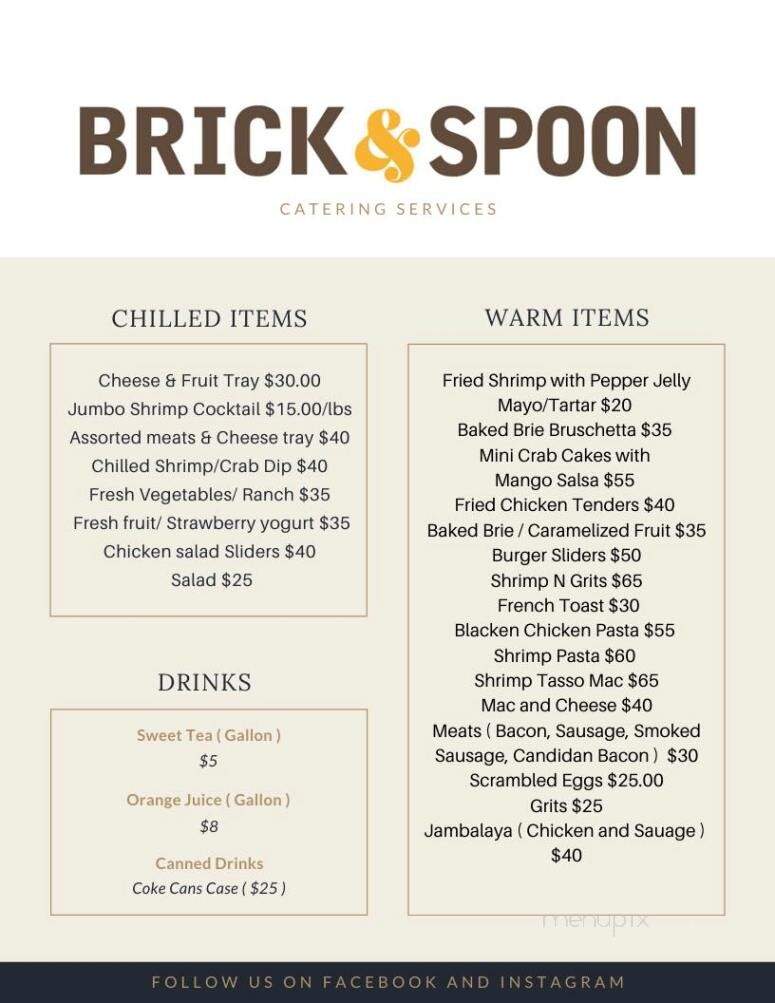 Menu of Brick & Spoon in Biloxi, MS 39531