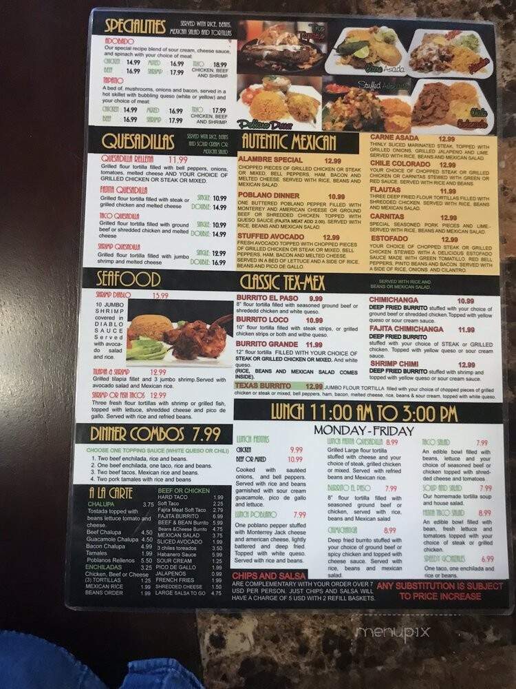 Online Menu Of Don Toros, Bonham, TX