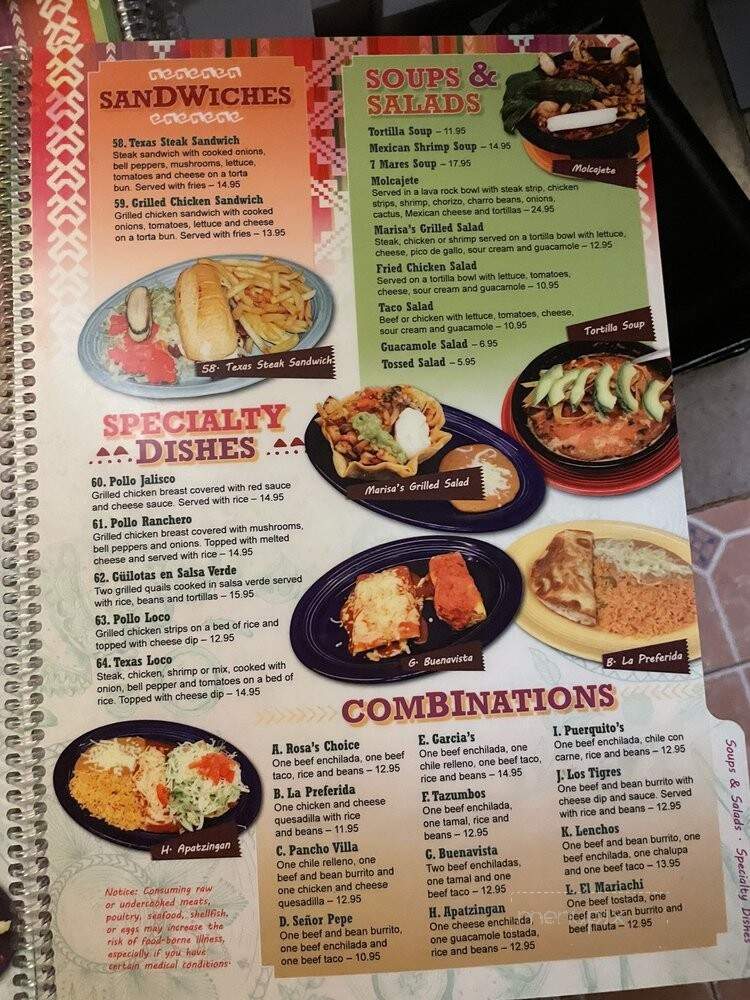 Menu of Mariachi's Mexican Grill in Gulf Breeze, FL 32563