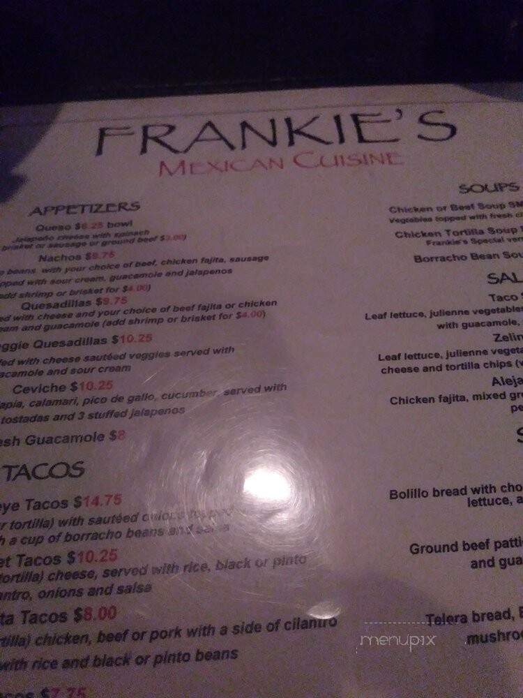 Menu of Frankie's Mexican Cuisine in Garland, TX 75042