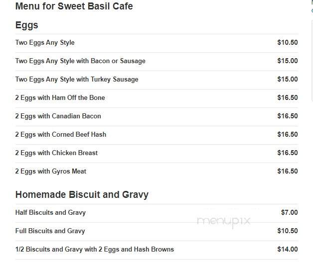 Menu of Sweet Basil Cafe in Champaign IL 61820