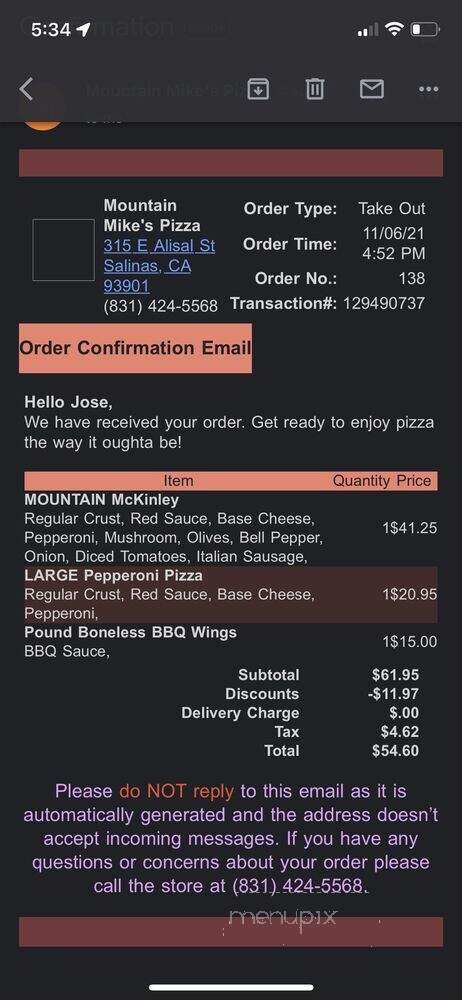 Mountain Mike's Pizza - Salinas, CA