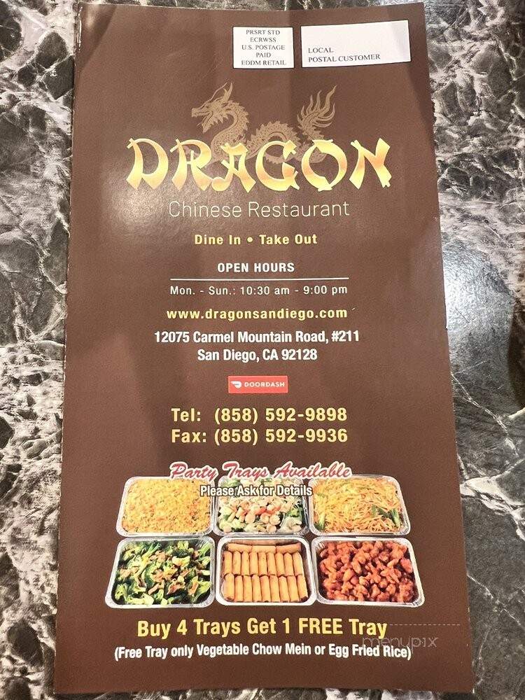 Dragon Chinese & Oriental Food - San Diego, CA