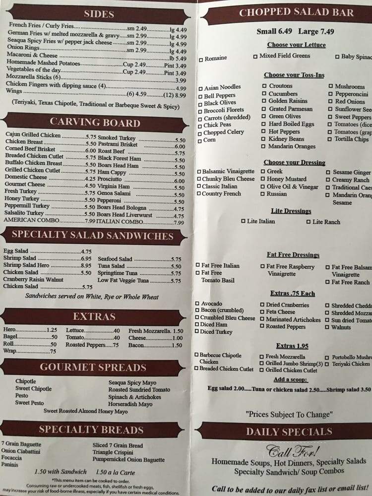 sequa deli menu