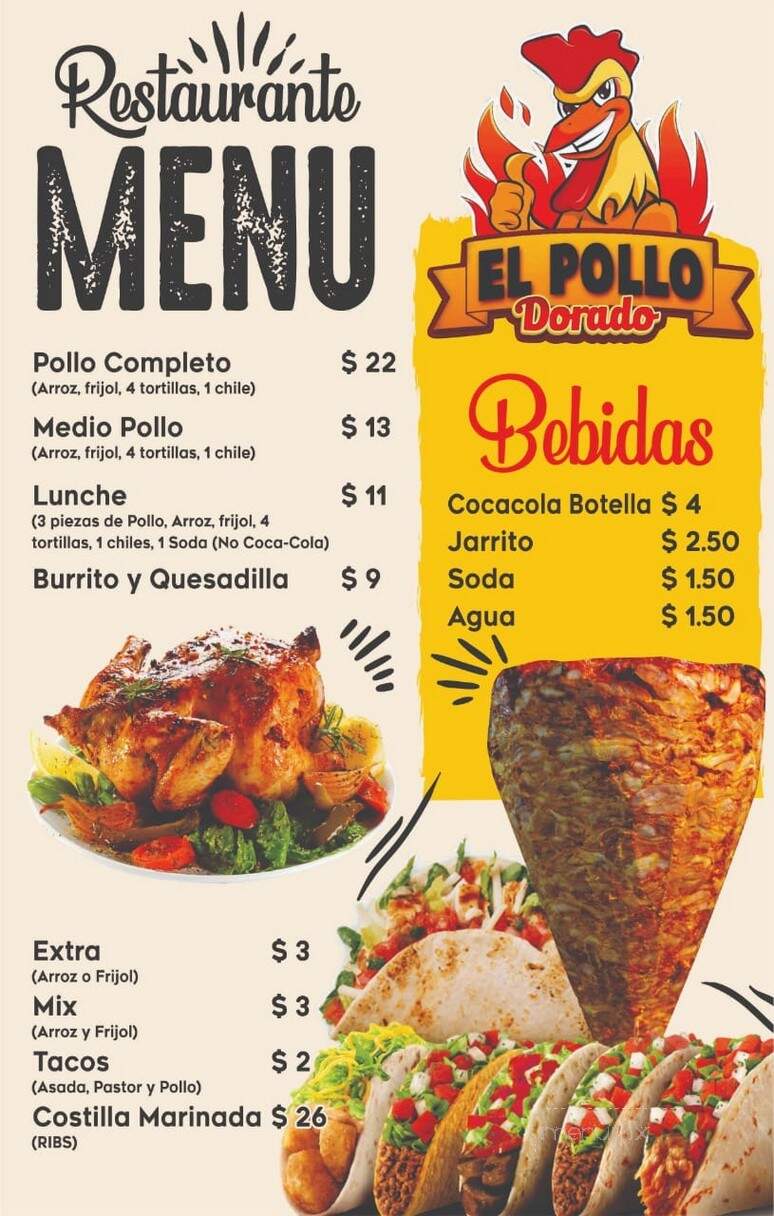 Menu of El Pollo Dorado in Wichita, KS 67203