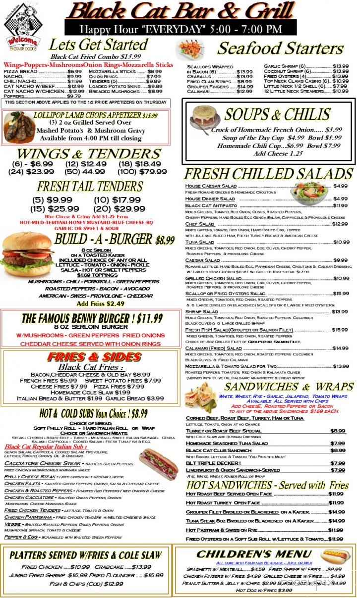 Menu of Black Cat Bar & Grill in Absecon, NJ 08201