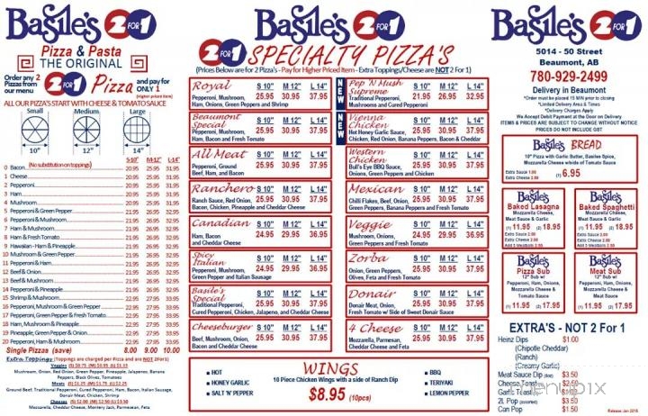 Basile's 2 For 1 Pizza & Pasta - Beaumont, AB