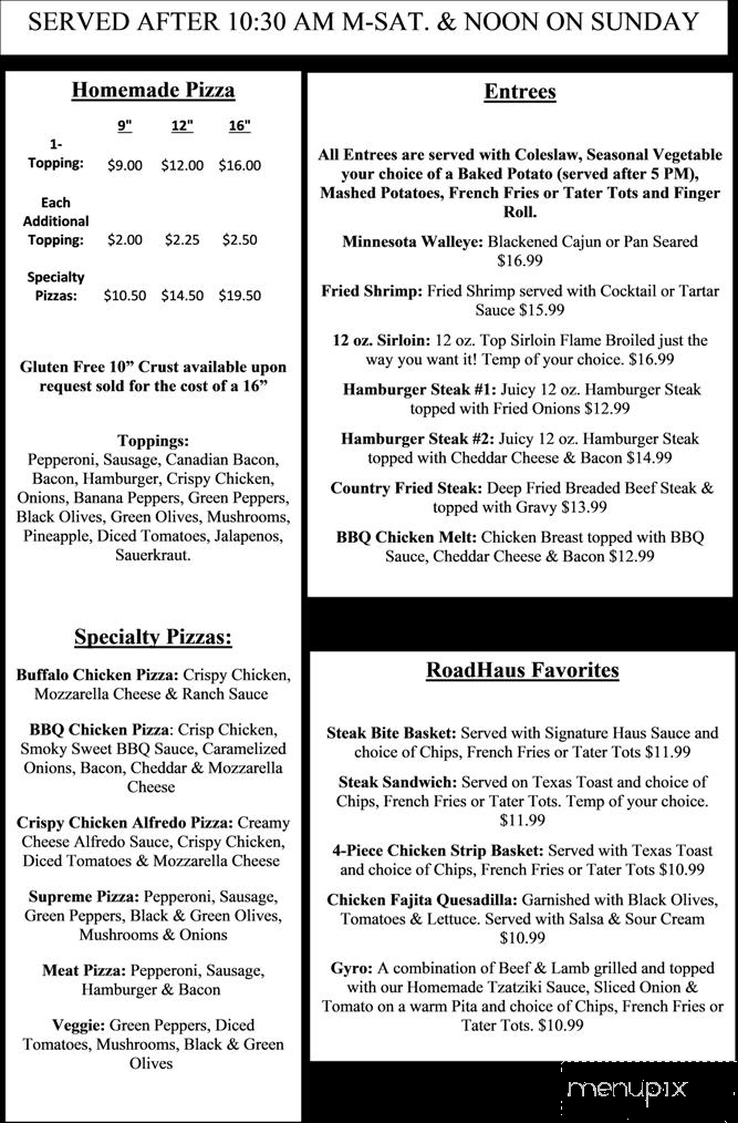 Menu of Henderson Roadhaus in Henderson, MN 56044