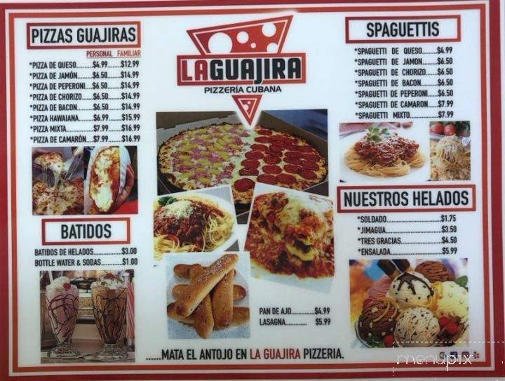 Menu of La Guajira Pizzeria Cubana in Hialeah, FL 33012